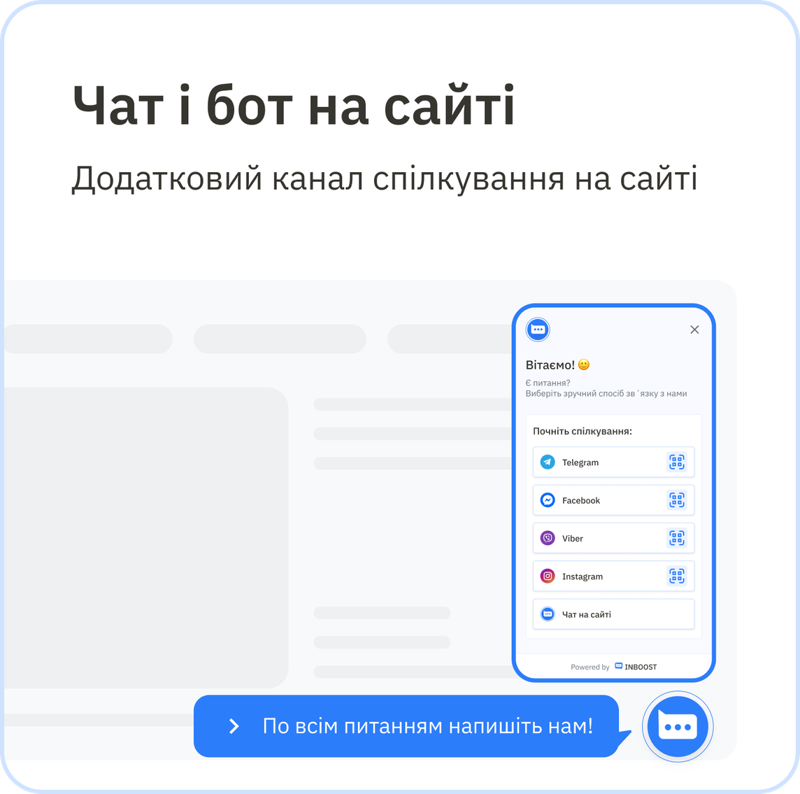 Віджет чату на сайті з вибором месенджера